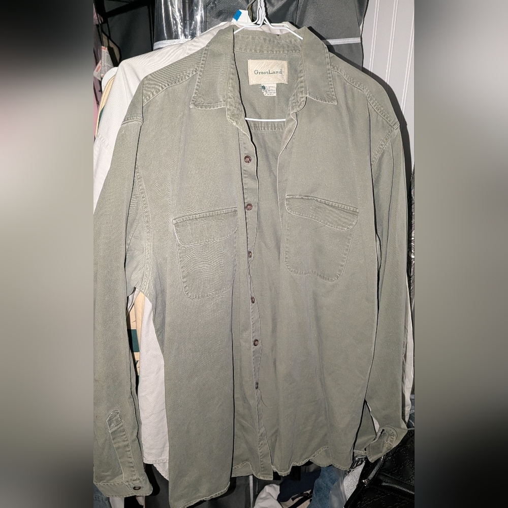 Olive Green Button-Up Shirt